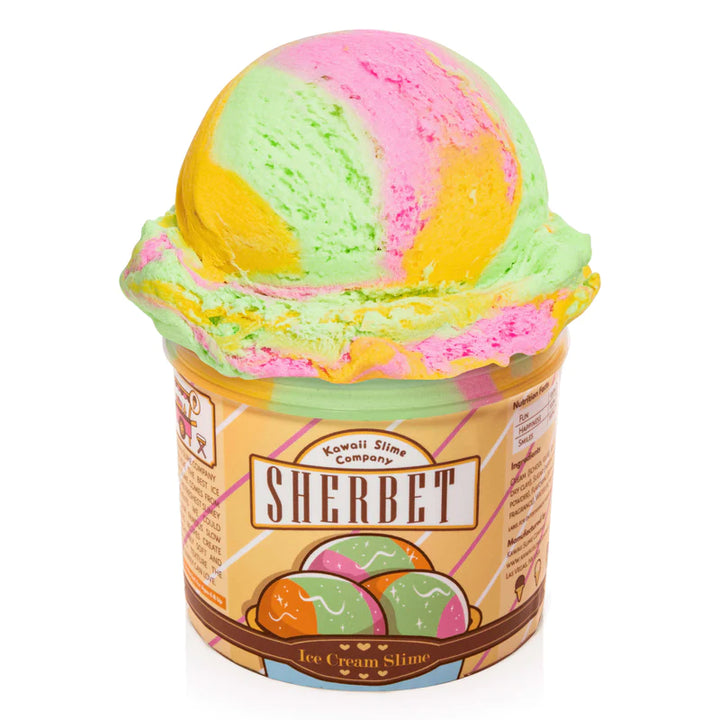 Sherbet Scented Ice Cream Pint forwad facing upright with ice cream scoop on top