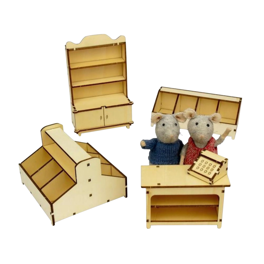 completed shop interior furniture kit with mice