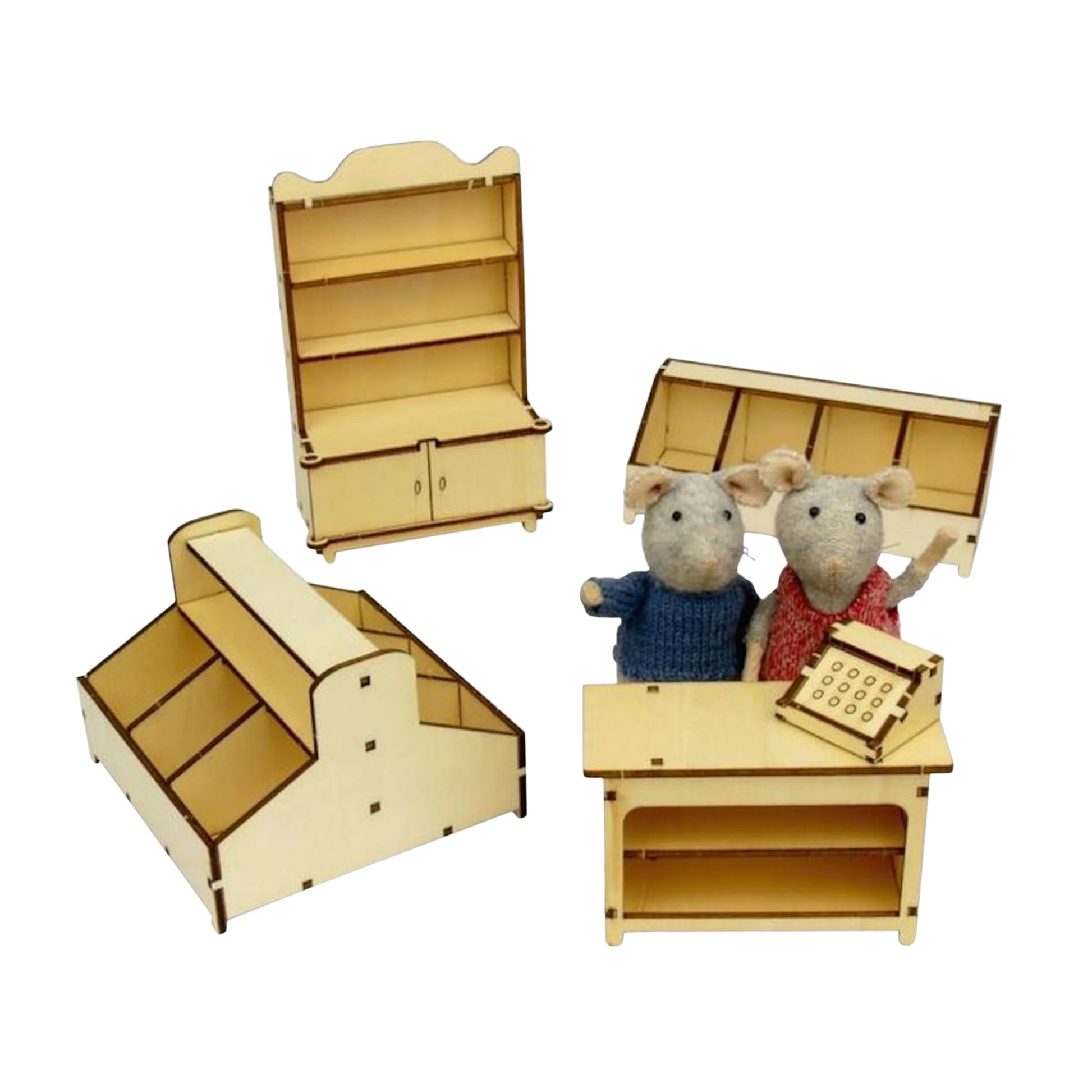 completed shop interior furniture kit with mice