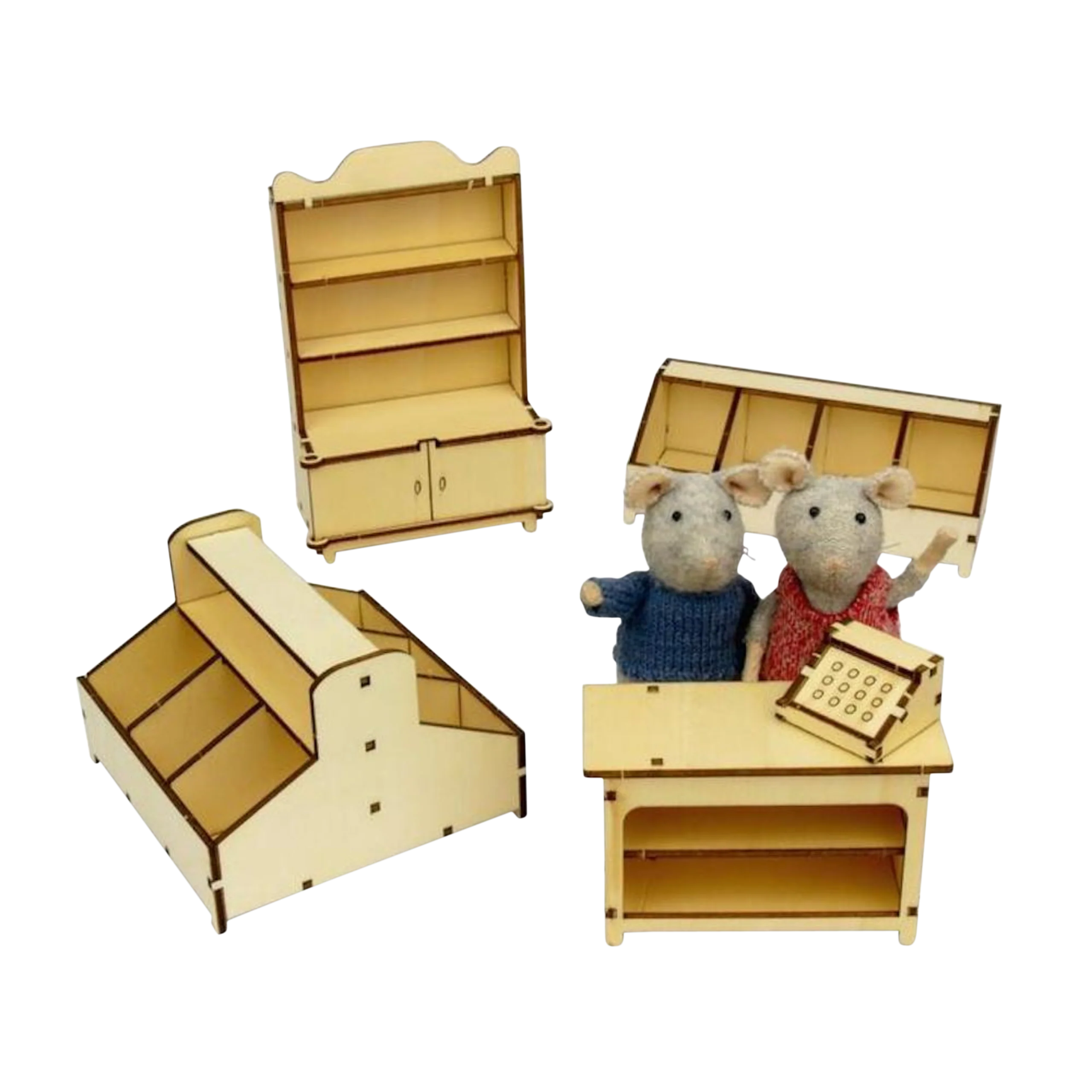 completed shop interior furniture kit with mice