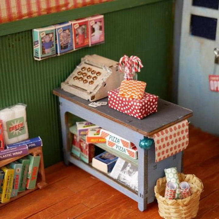 example of completed and painted shop interior furniture