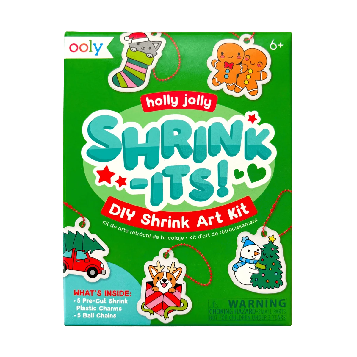 Shrink-Its! Mini DIY Shrink Art Kit - Holly Jolly - 5 Charms | OOLY