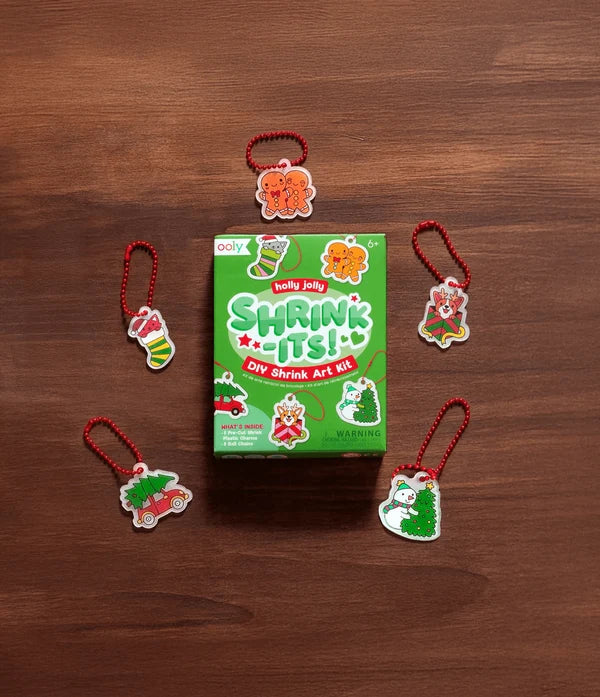 Shrink-Its! Mini DIY Shrink Art Kit - Holly Jolly - 5 Charms | OOLY