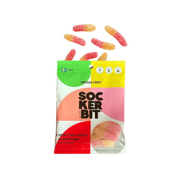 Sockerbit Treats Sour Gummy Worms Swedish Candy Bag 2.8oz