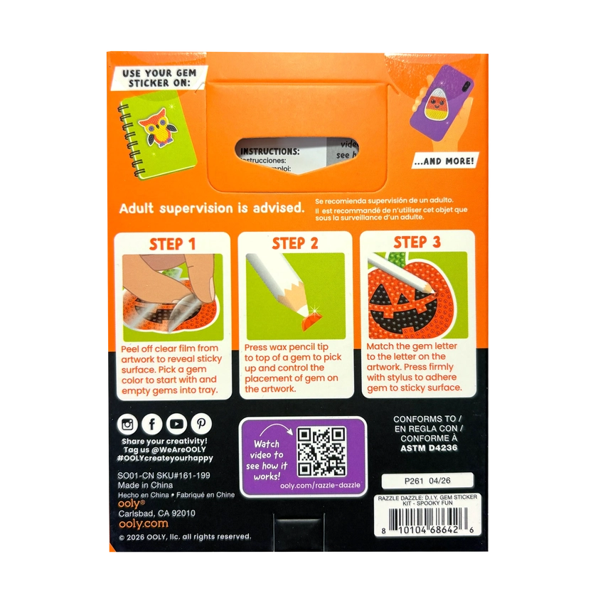 Mini Razzle Dazzle Diy Gem Sticker Kit - Spooky Fun | OOLY