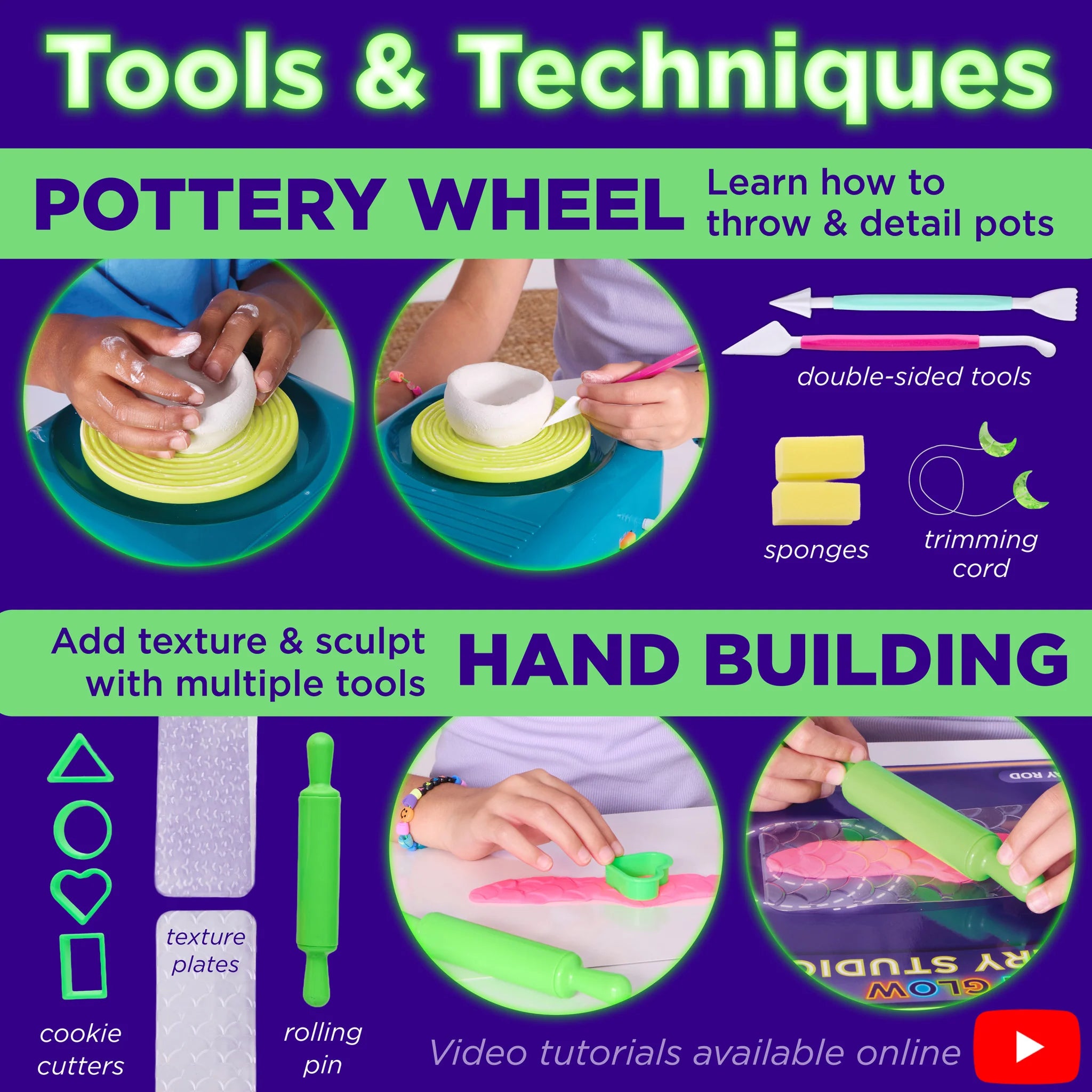 Neon Glow Pottery Studio | Creativity for Kids - LOCAL PICK UP ONLY