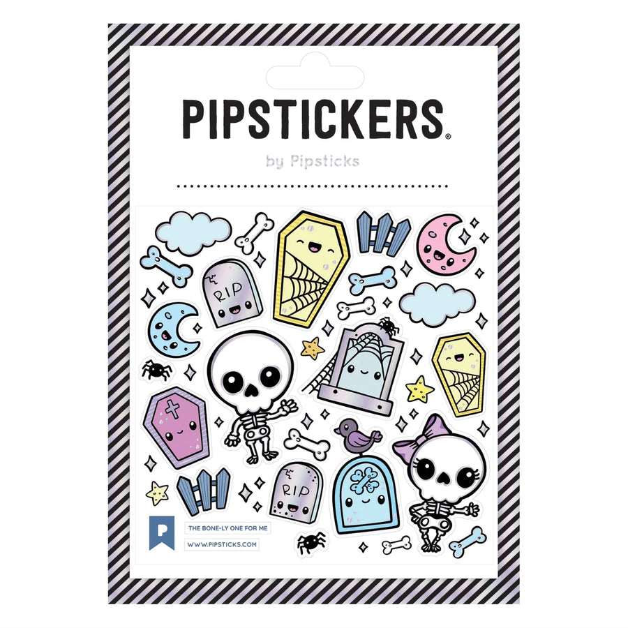 Cute skeletons, bones, moons and coffins in sticker form