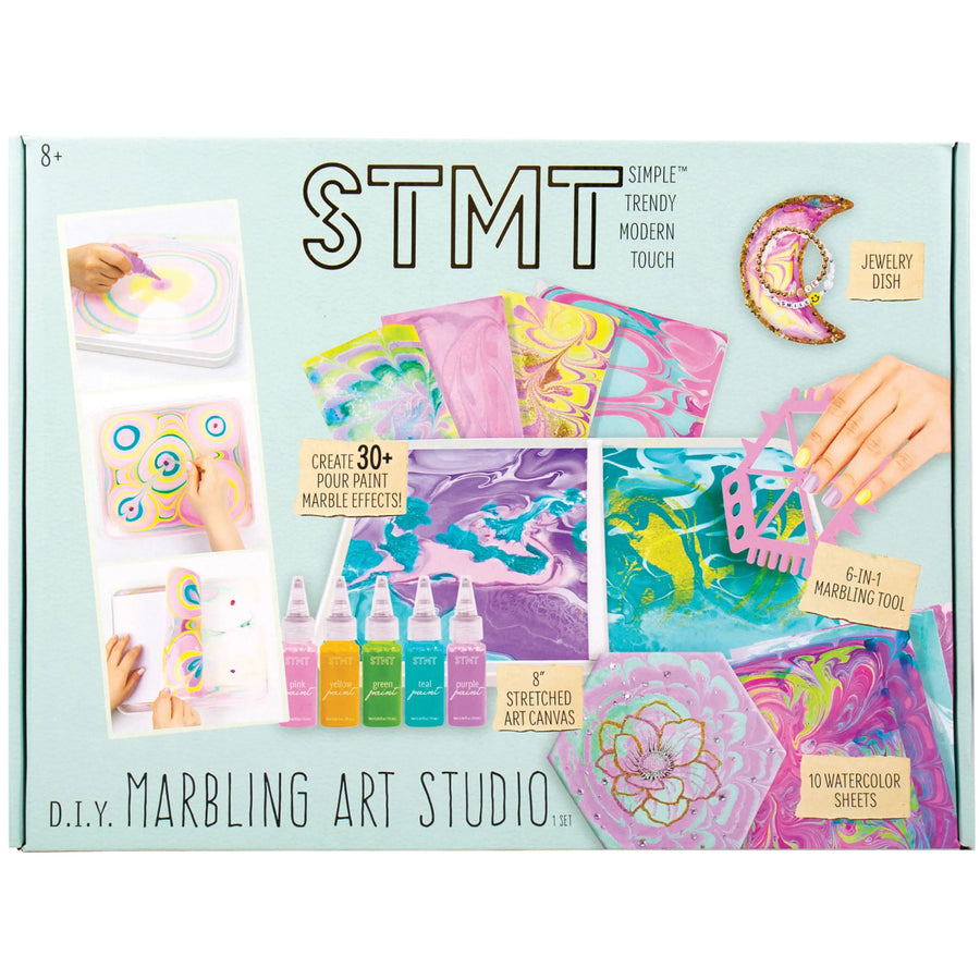 Front view of STMT marbling art studio box
