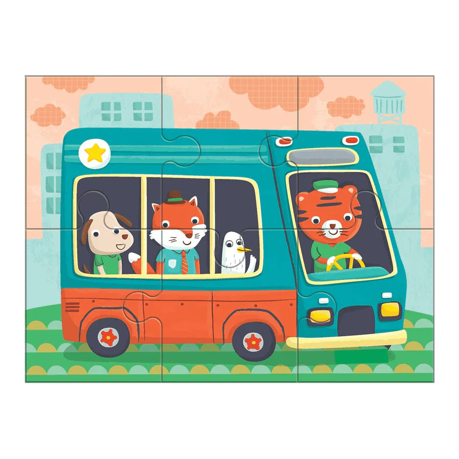 Transportation 4-In-a-Box Progressive Puzzle | mudpuppy