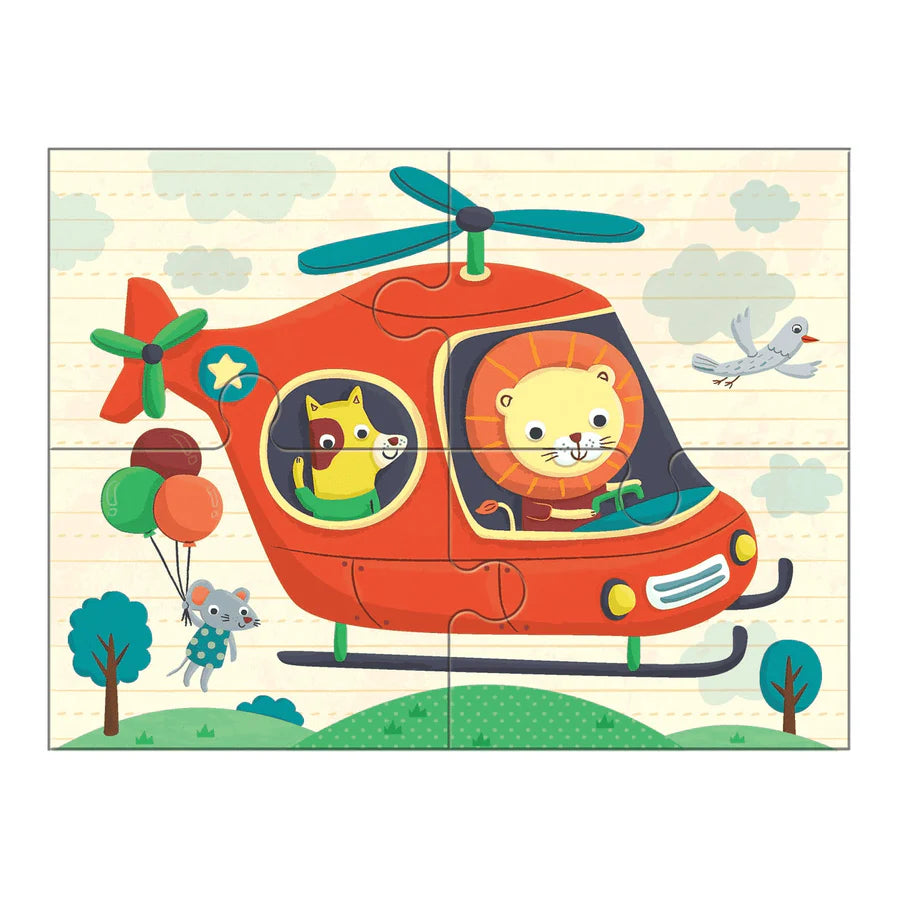 Transportation 4-In-a-Box Progressive Puzzle | mudpuppy
