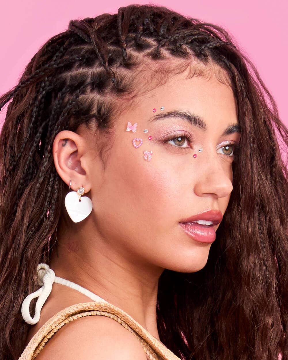 xo, Fetti Holiday Bow And Heart Face Gems | Pink Pearls, Crystal Stickers