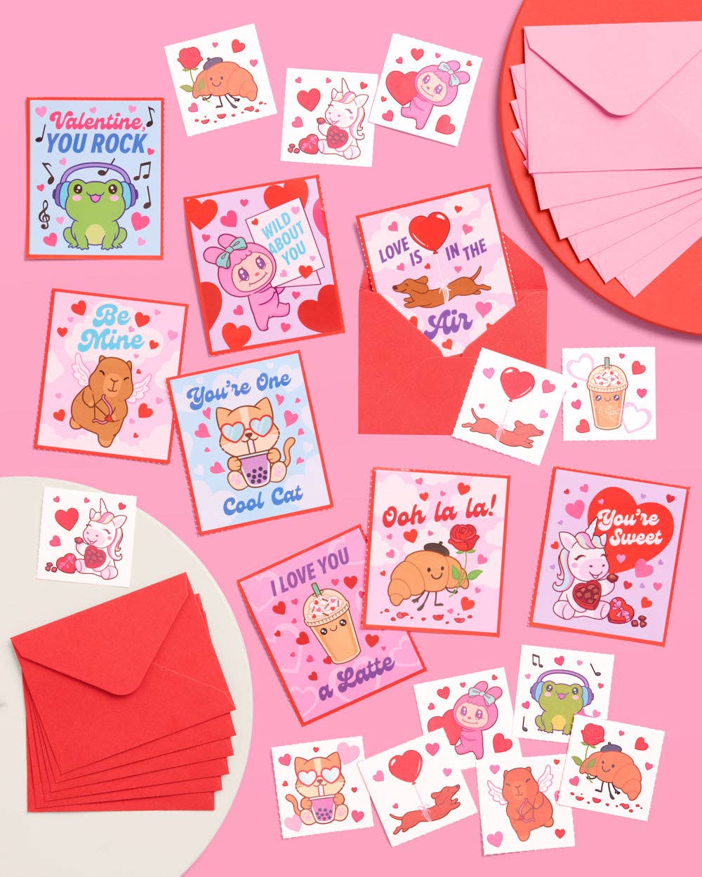 xo, Fetti Holiday Valentine Kawaii V-Day Card Set | kawaii, mochi, kids