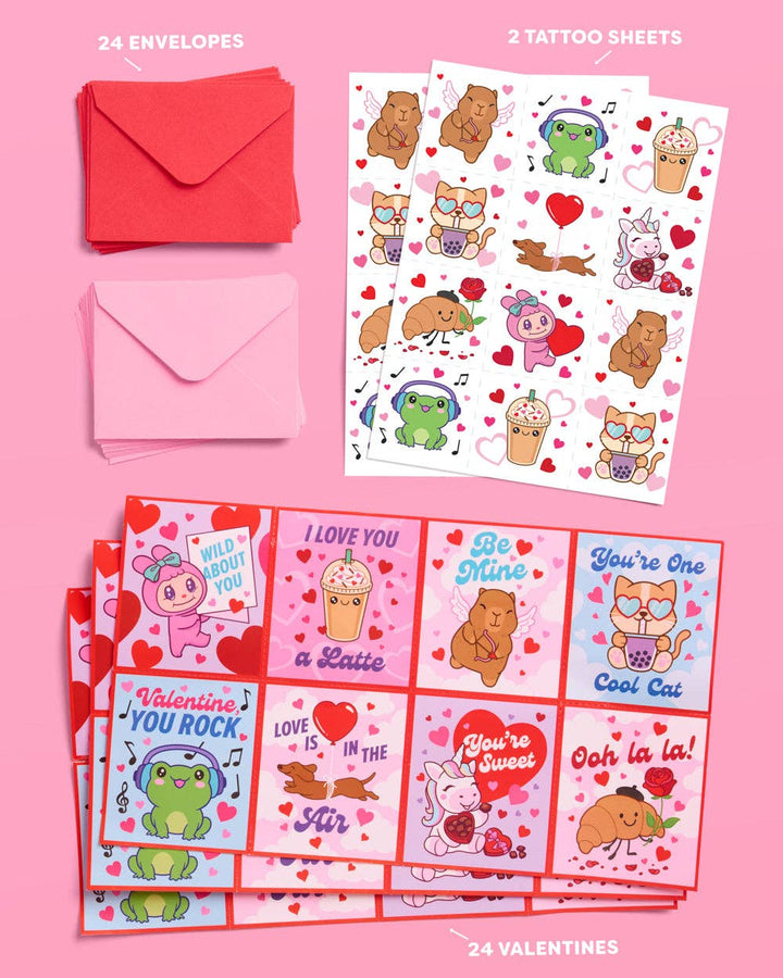 xo, Fetti Holiday Valentine Kawaii V-Day Card Set | kawaii, mochi, kids