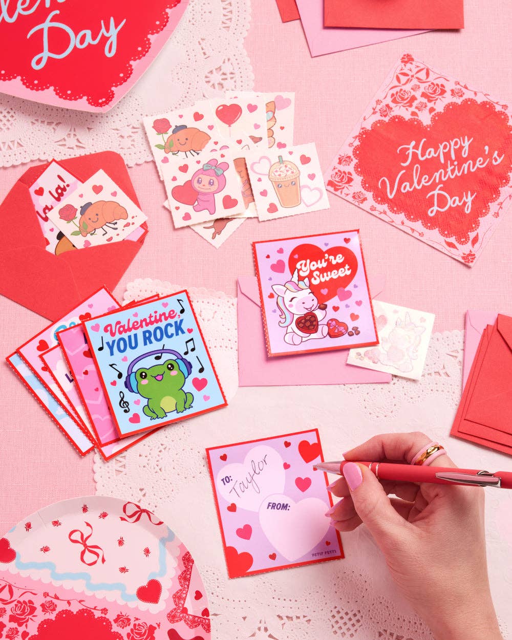 xo, Fetti Holiday Valentine Kawaii V-Day Card Set | kawaii, mochi, kids