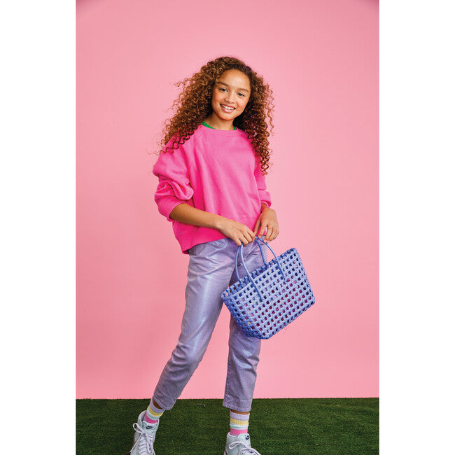 Small Blue Woven Tote - Thumbnail 5