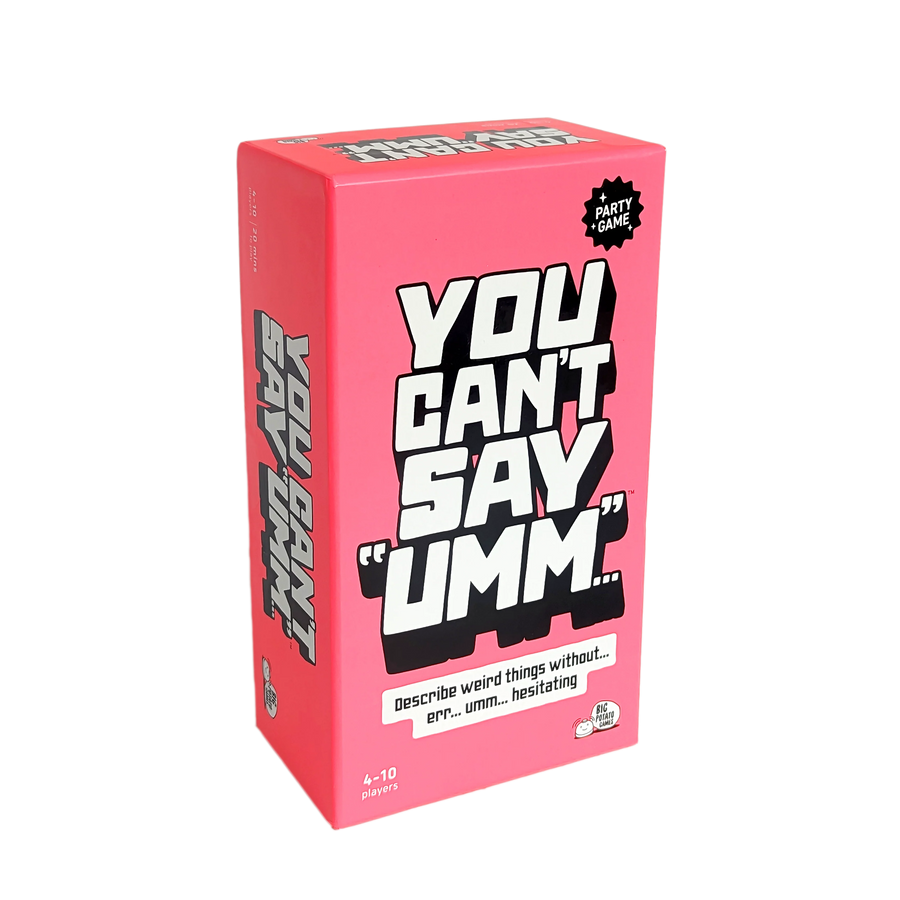 Pink box of game 'You Can't Say Umm'