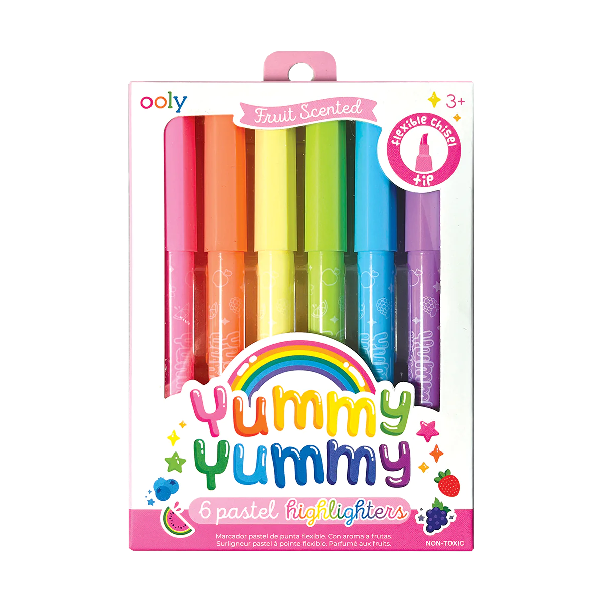 cover art of front of yummy yummy scented highlighters packaging