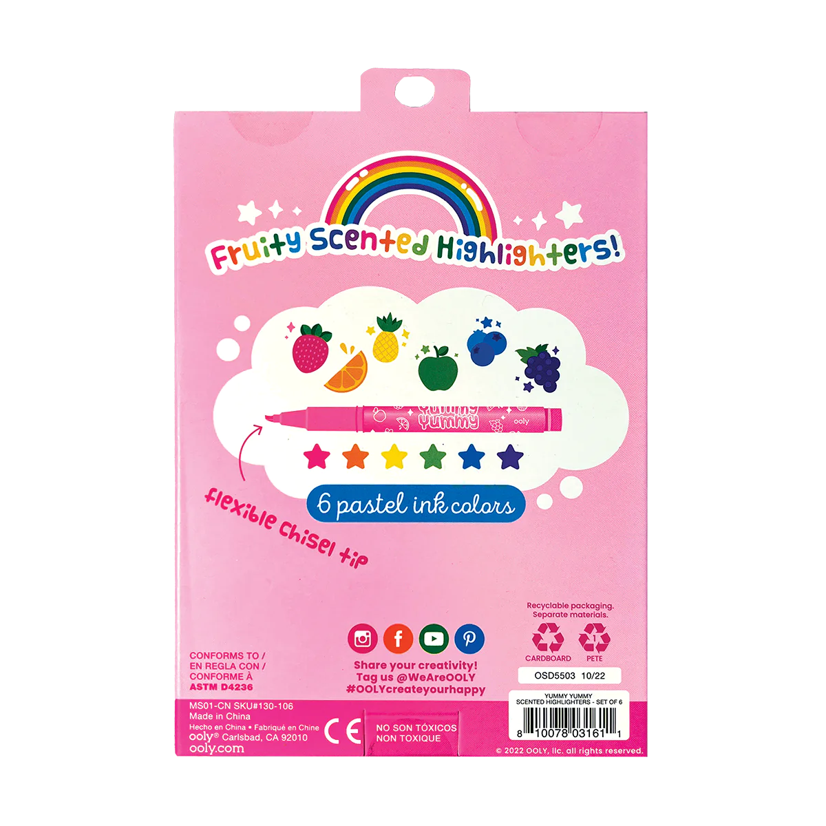 cover art of back of yummy yummy scented highlighter packaging