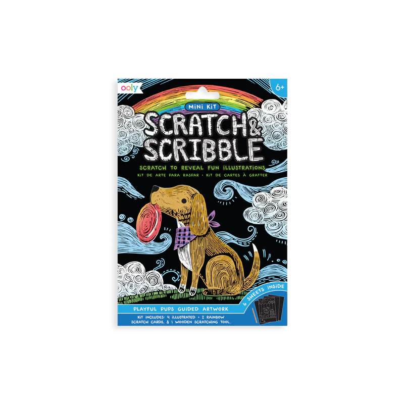 Playful Pups Scratch and Scribble Mini Scratch Art Kit | OOLY