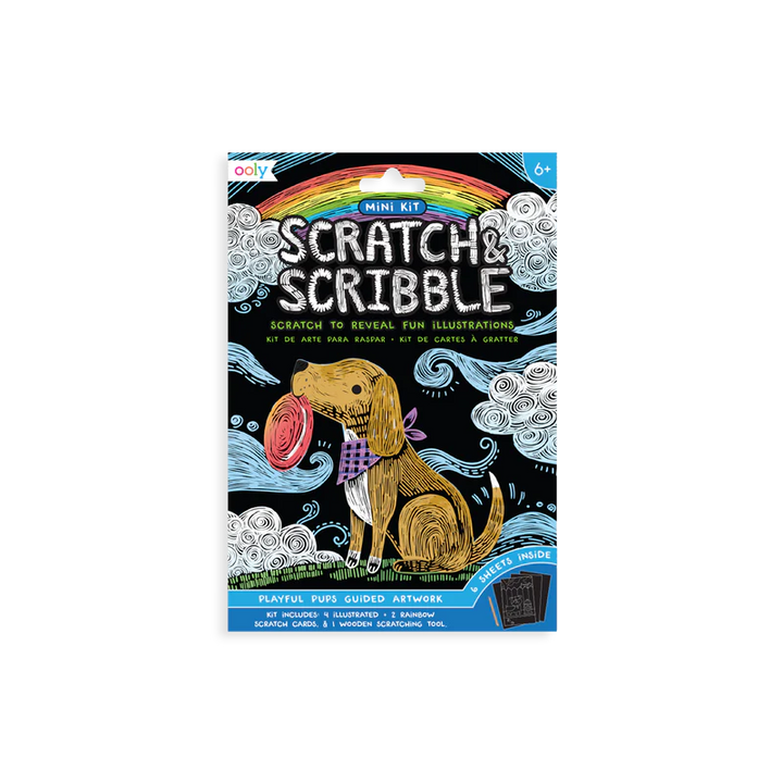 Playful Pups Scratch and Scribble Mini Scratch Art Kit | OOLY