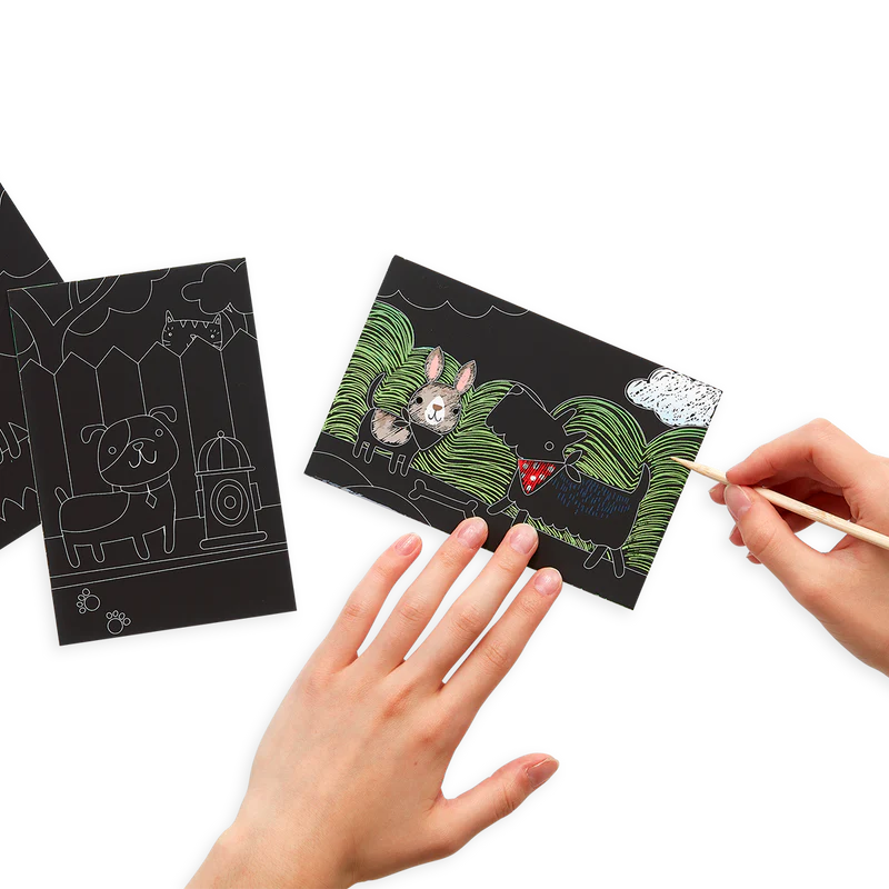 Playful Pups Scratch and Scribble Mini Scratch Art Kit | OOLY
