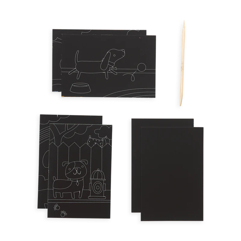 Playful Pups Scratch and Scribble Mini Scratch Art Kit | OOLY
