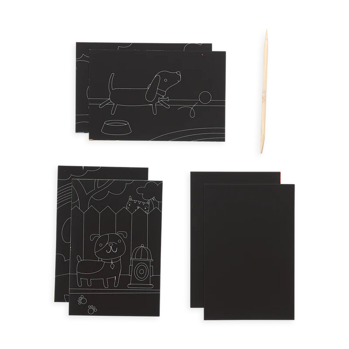 Playful Pups Scratch and Scribble Mini Scratch Art Kit | OOLY