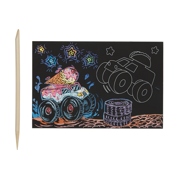 Monster Truck Scratch and Scribble Mini Scratch Art Kit | OOLY