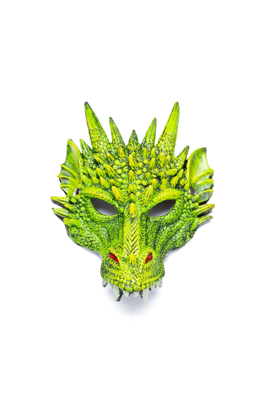 front view of green dragon mask