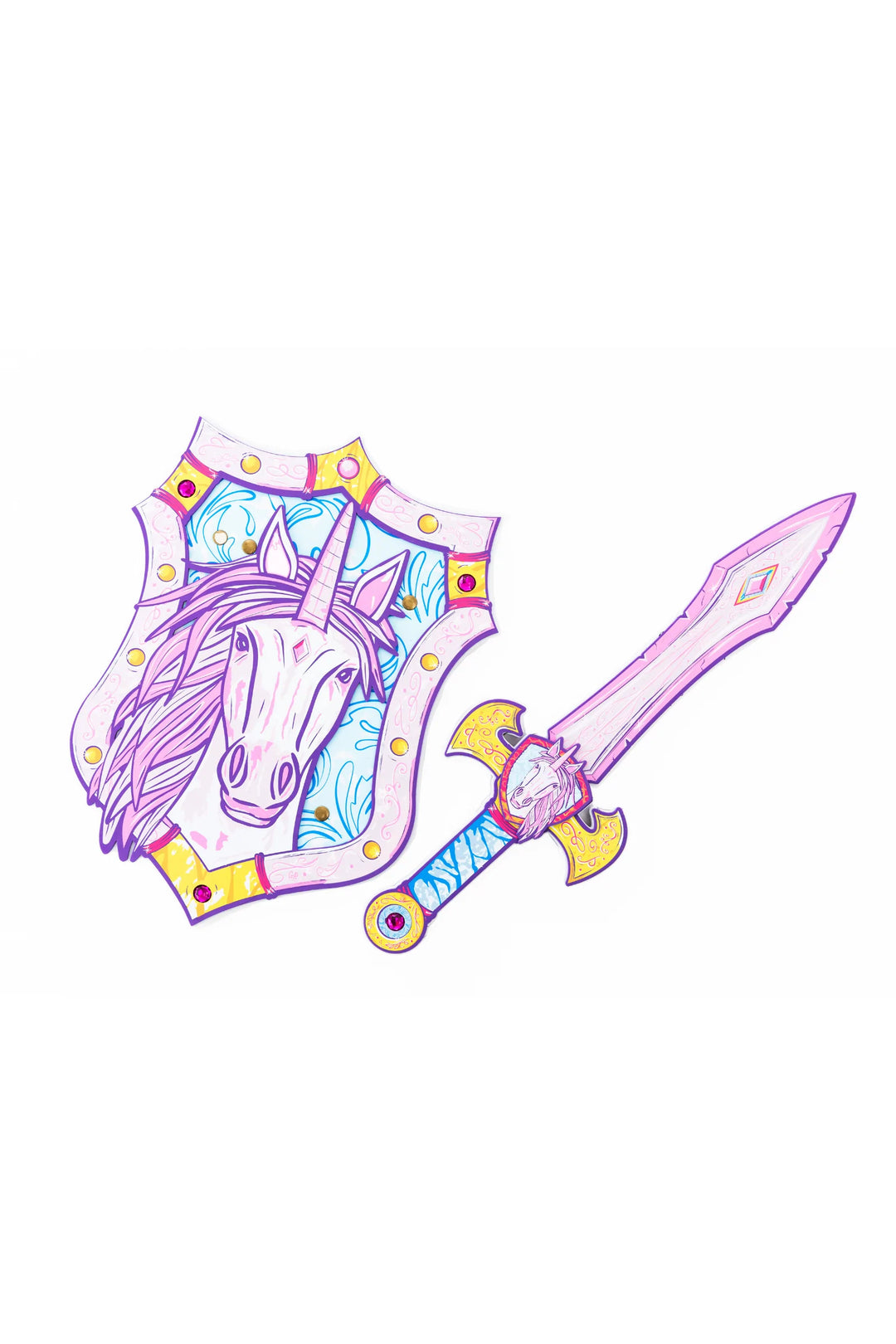 unicorn shield next to matching sword