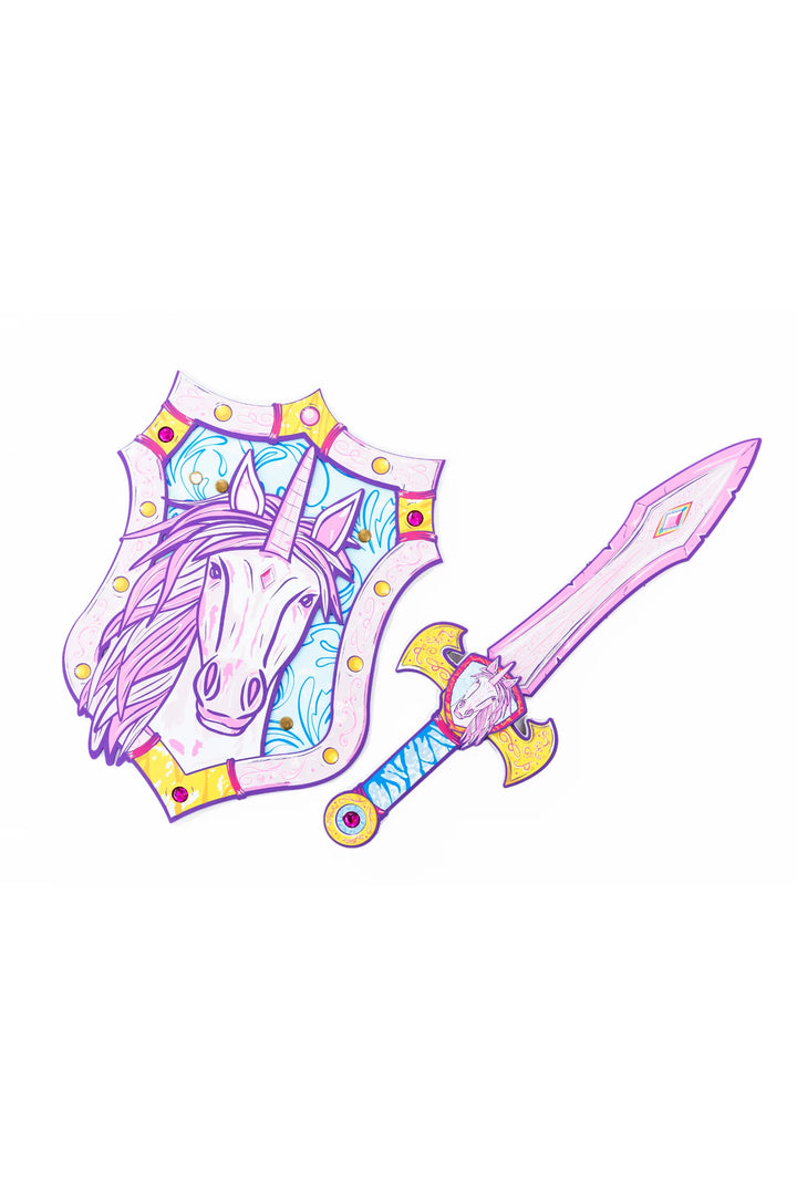 unicorn shield next to matching sword