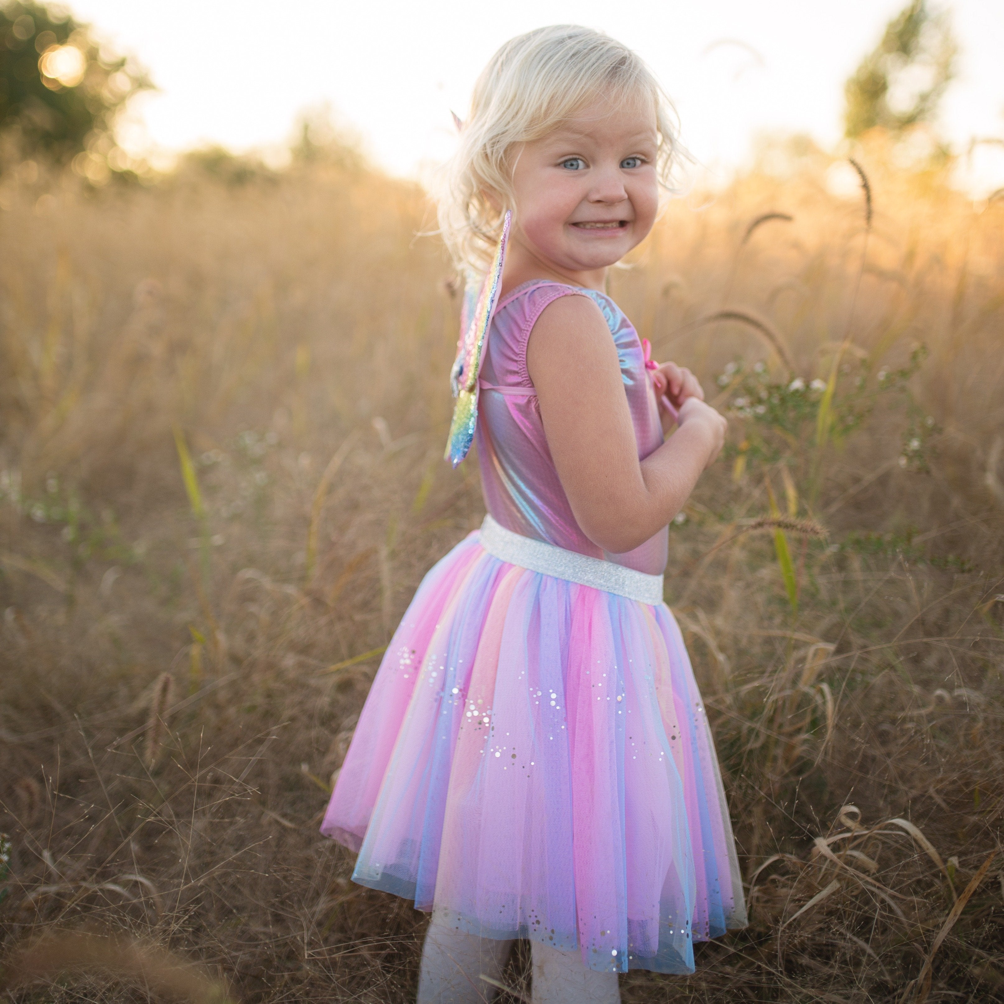 Rainbow Sequin Skirt Wings & Wand | Great Pretenders