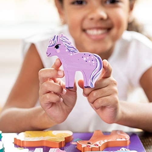 Unicorn Garden 16 Piece Wood Puzzle and Playset | Crocodile Creek