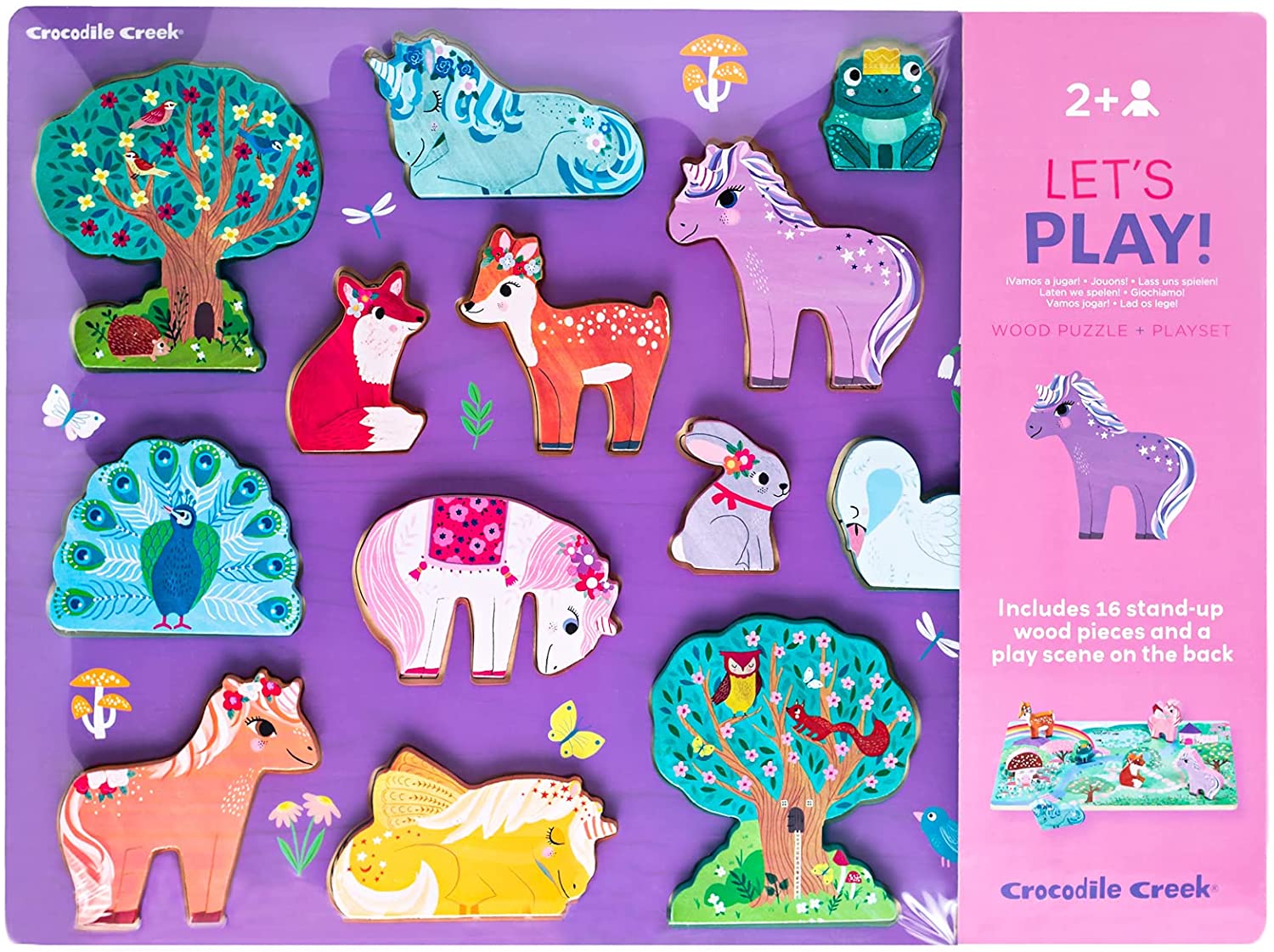 Unicorn Garden 16 Piece Wood Puzzle and Playset