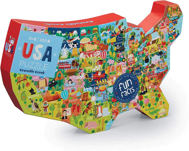 front of USA map puzzle box (shaped like the usa)
