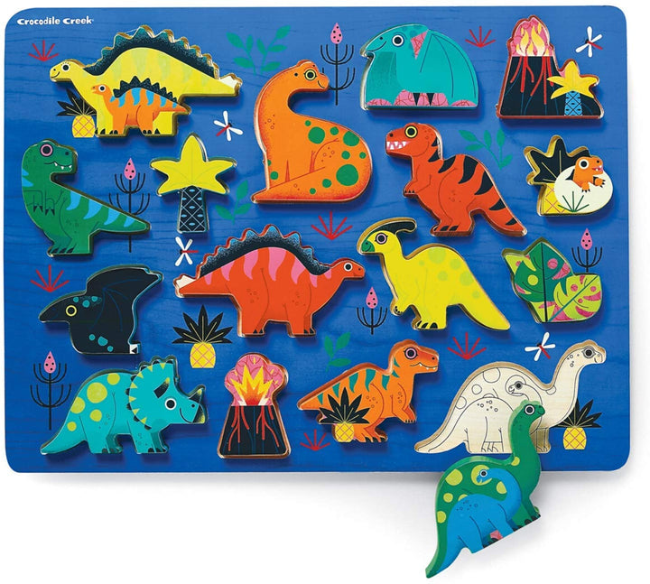 Dinosaurs 16 Piece Wood Puzzle and Playset | Crocodile Creek