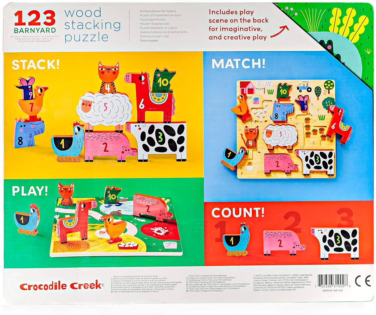 123 Barnyard - Wood Stacking Puzzle – The Curious Bear Toy & Book Shop