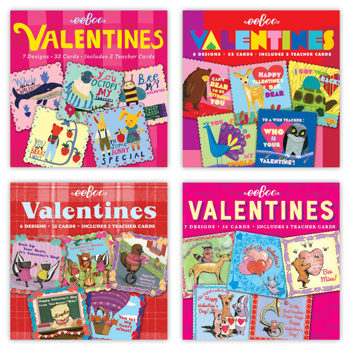 Valentine Card Sets - 32 Cards | eeBoo