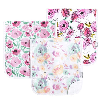 3 designs of floral burn cloths included in set