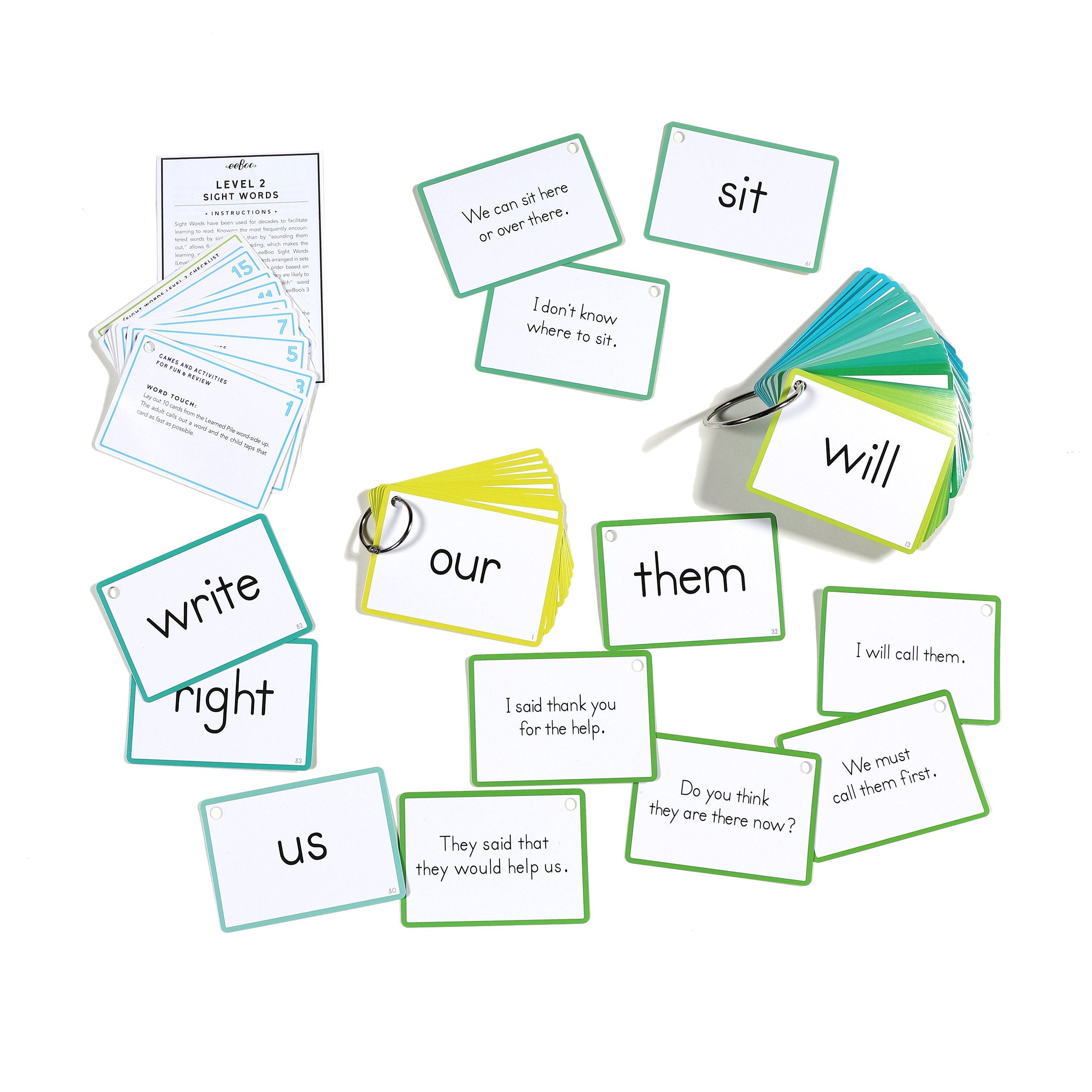 100 Sight Words Level 3 Literacy Dolch List Flash Cards for Kids eeBoo