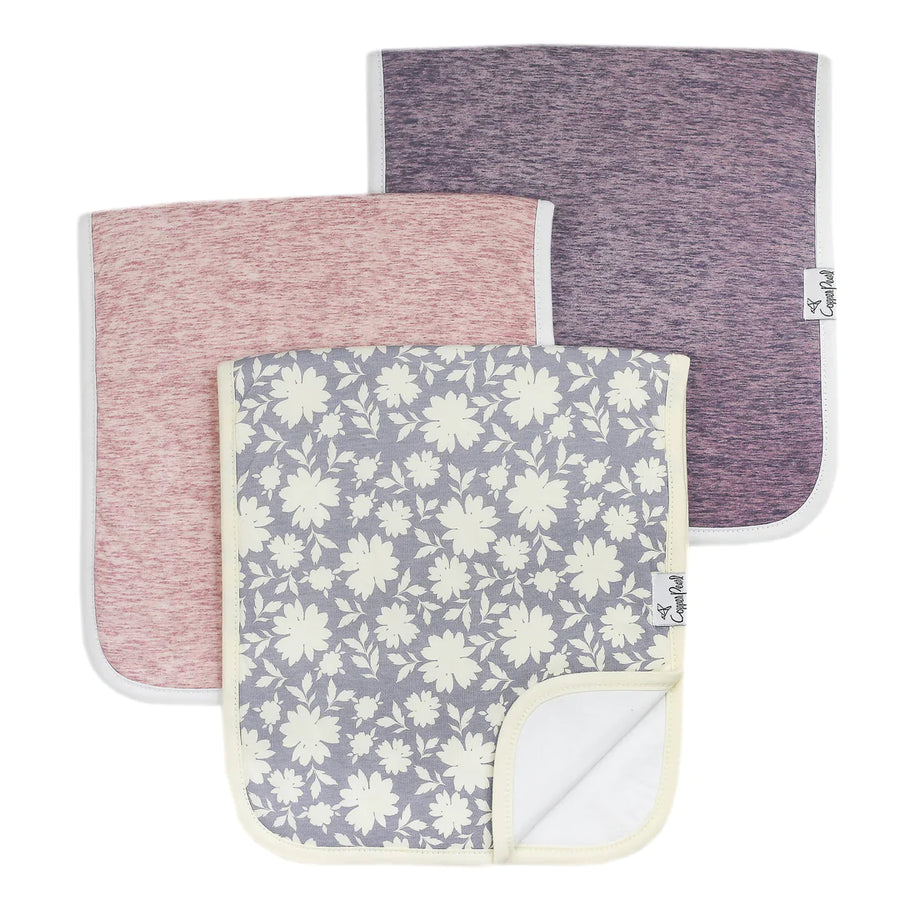 image of all 3 different designs of burp cloths