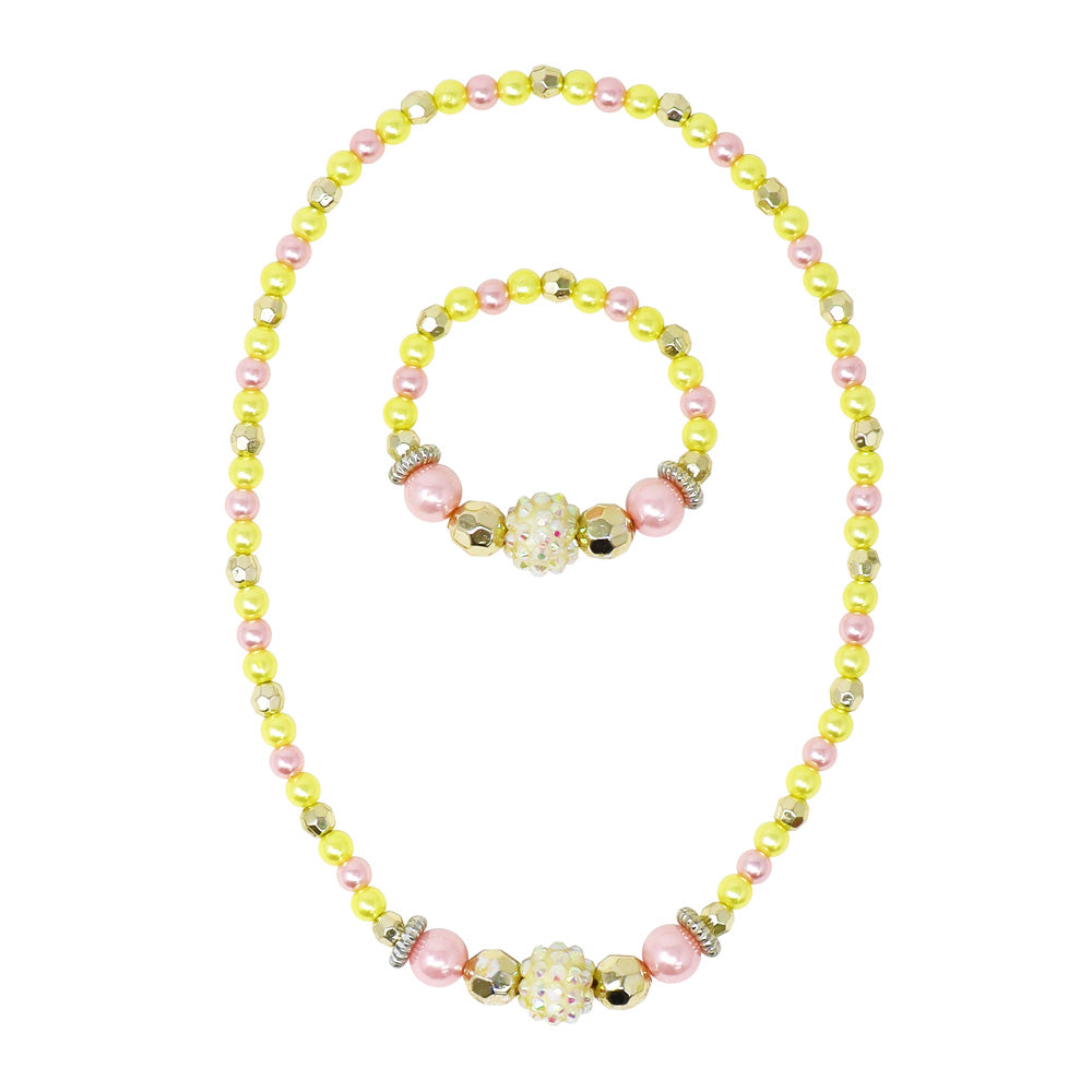 Lemon Delight Stretch Beaded Necklace & Bracelet Set