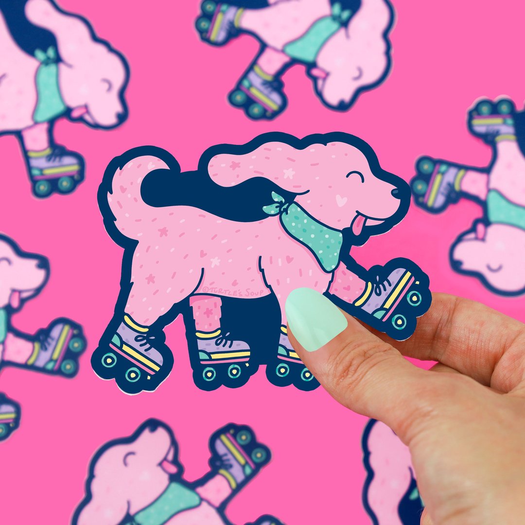 Roller Skating Puppy Vinyl Sticker | Turtle's Soup