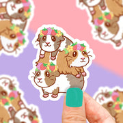 Flower Crown Guinea Pigs Vinyl Sticker | Turtle's Soup