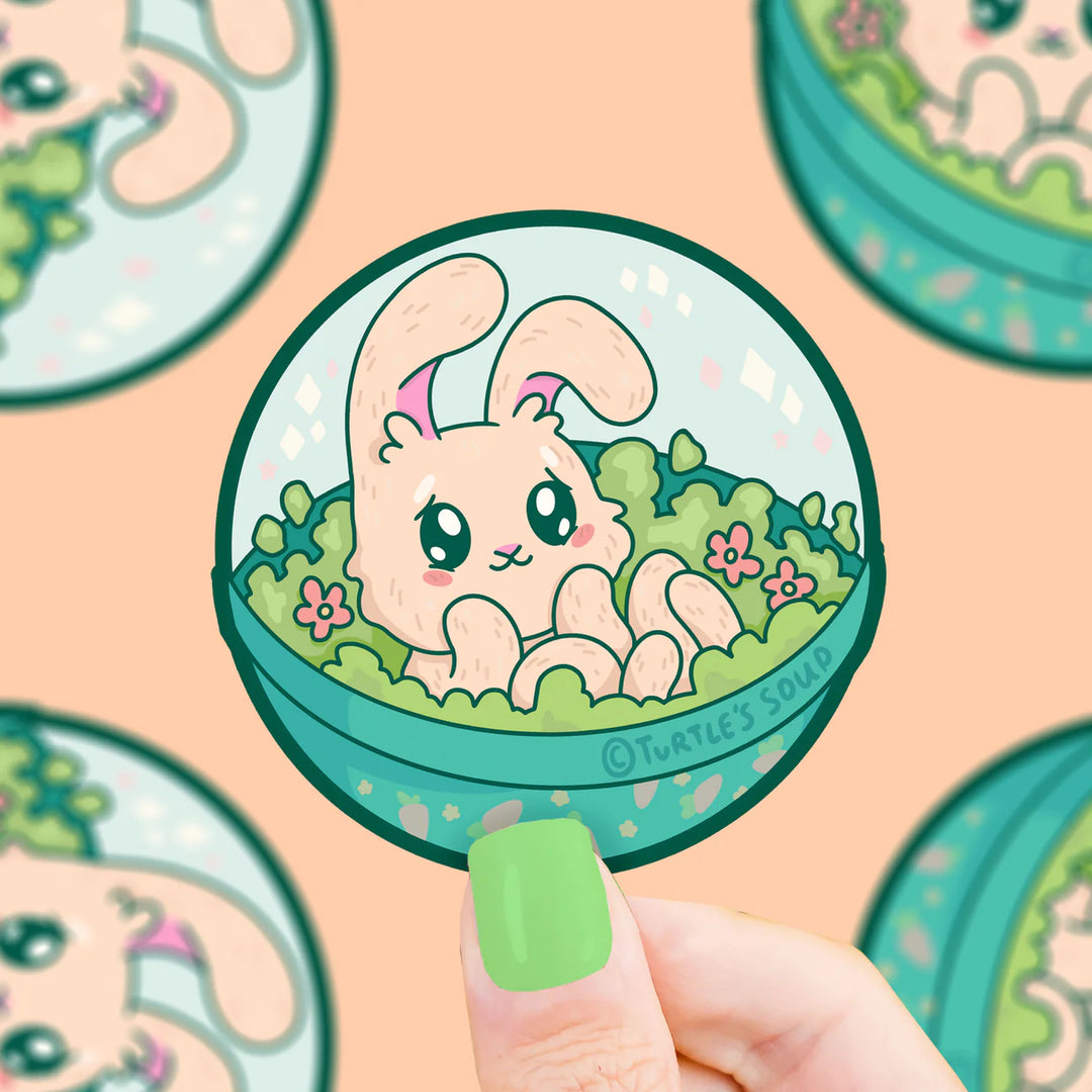 cute bunny in toy capsule vinyl sticker