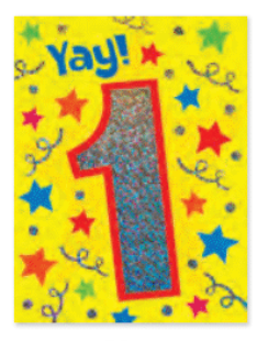 Age 1 Foil Gift Enclosure Card