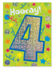 Age 4 Foil Gift Enclosure Card