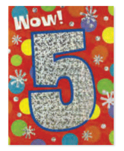 Age 5 Foil Gift Enclosure Card
