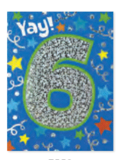 Age 6 Foil Gift Enclosure Card