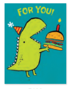 Dino with Birthday Burger Gift Enclosure Card